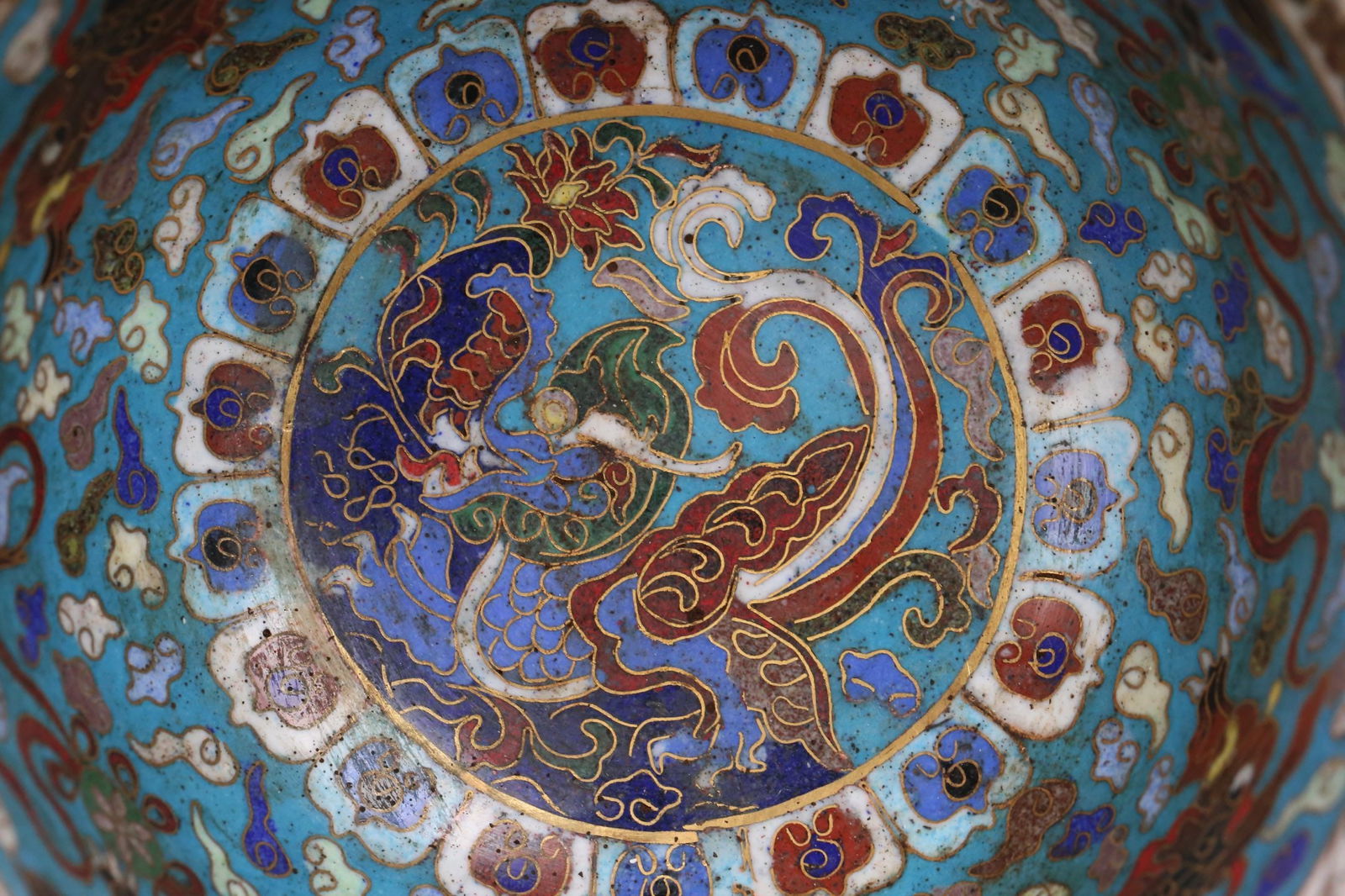 A fine cloisonn é dragon pattern bowl - 7