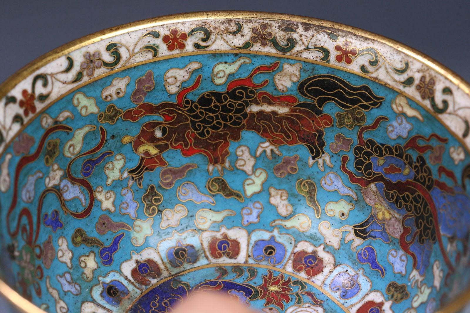 A fine cloisonn é dragon pattern bowl - 8