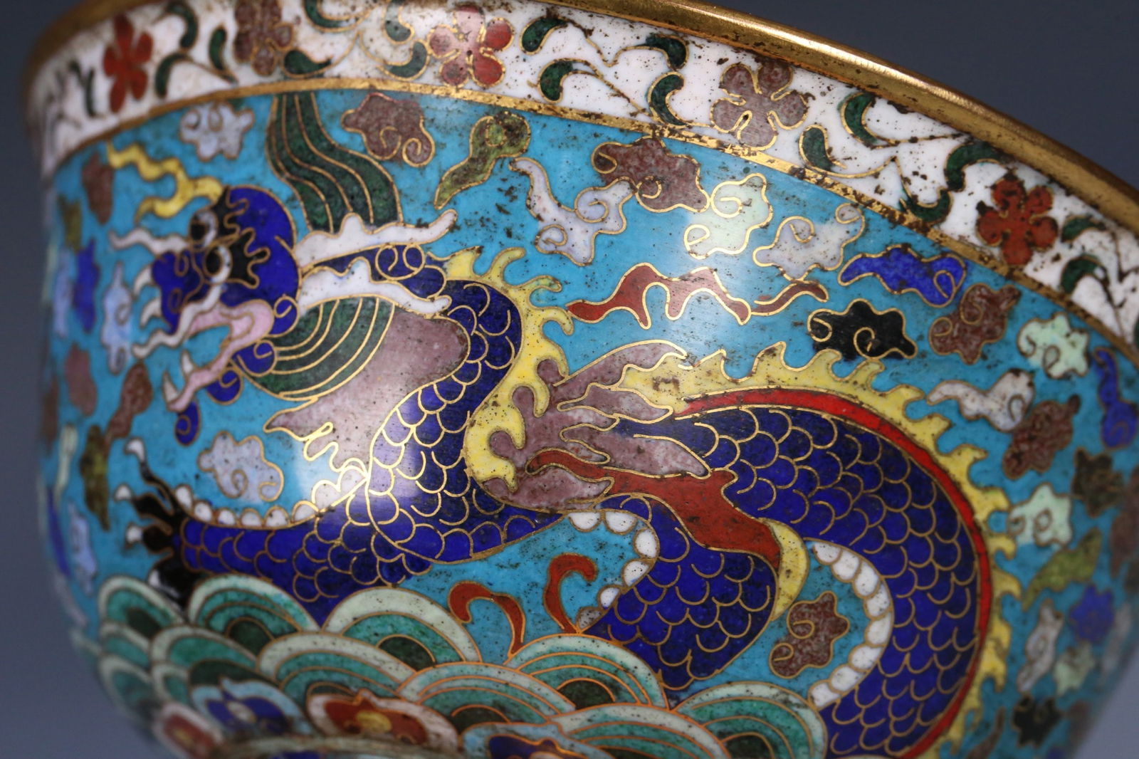 A fine cloisonn é dragon pattern bowl - 9