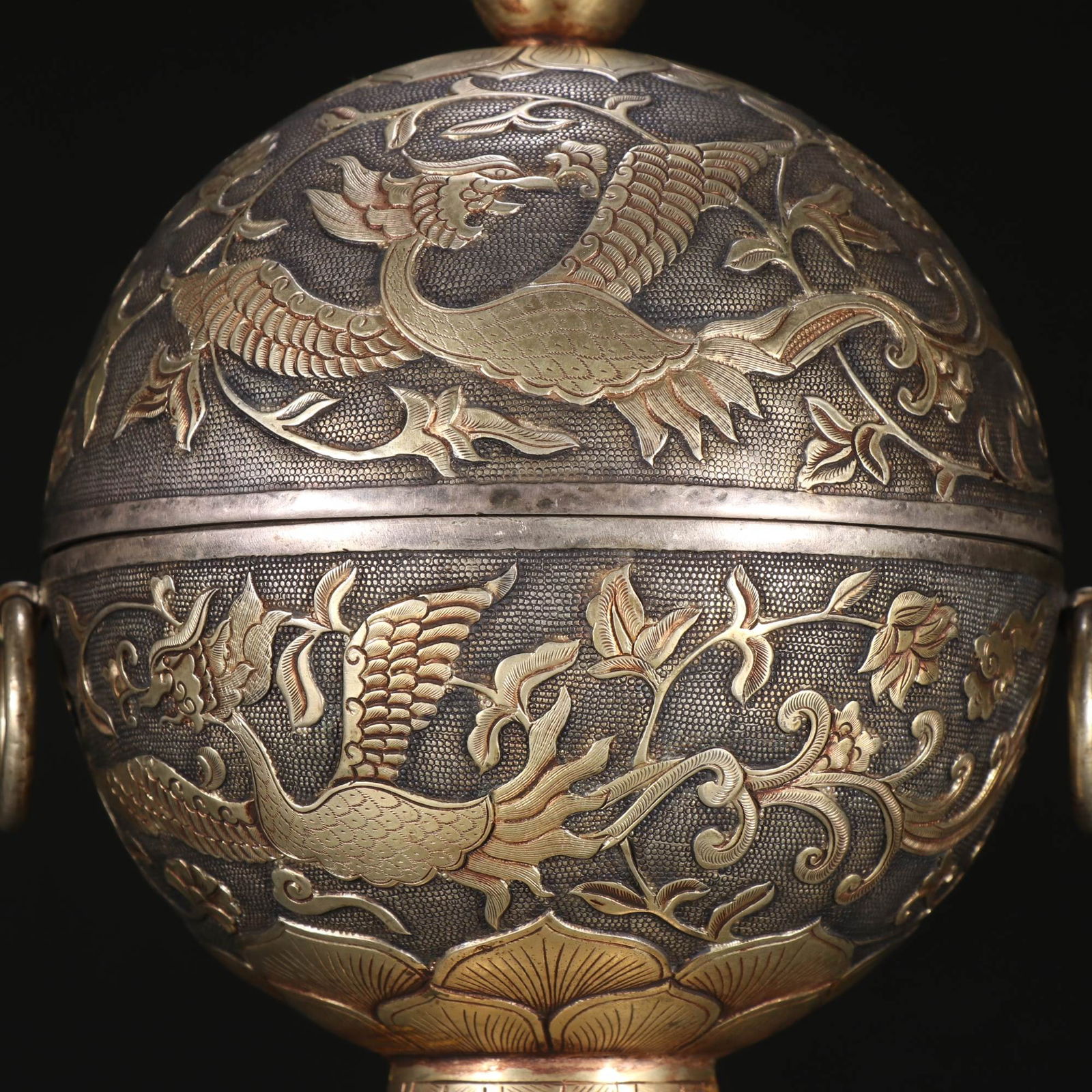 A beautiful copper-gilt phoenix-patterned bean cauldron - 2