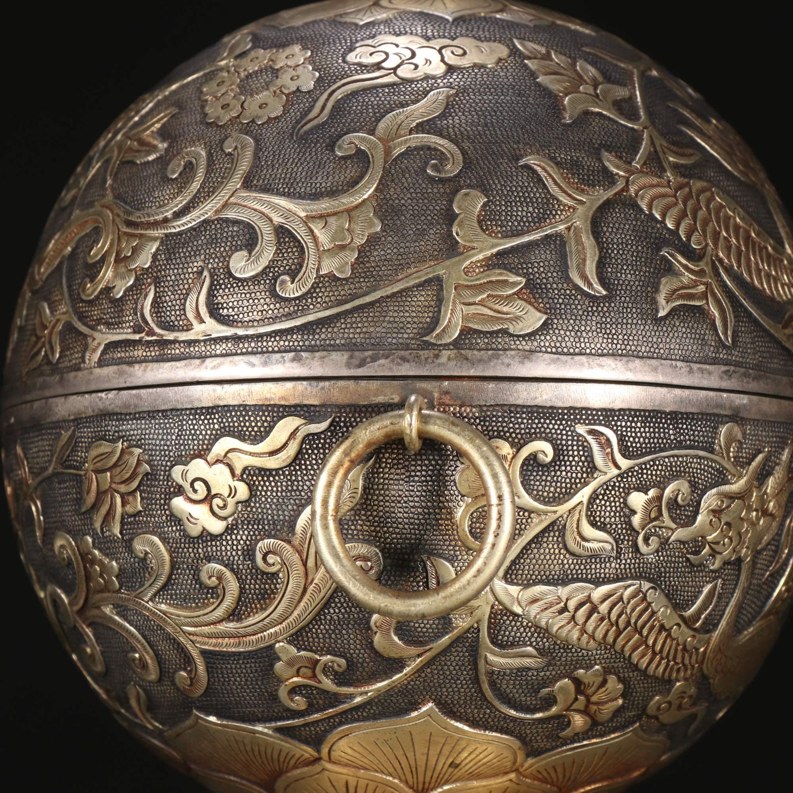 A beautiful copper-gilt phoenix-patterned bean cauldron - 5
