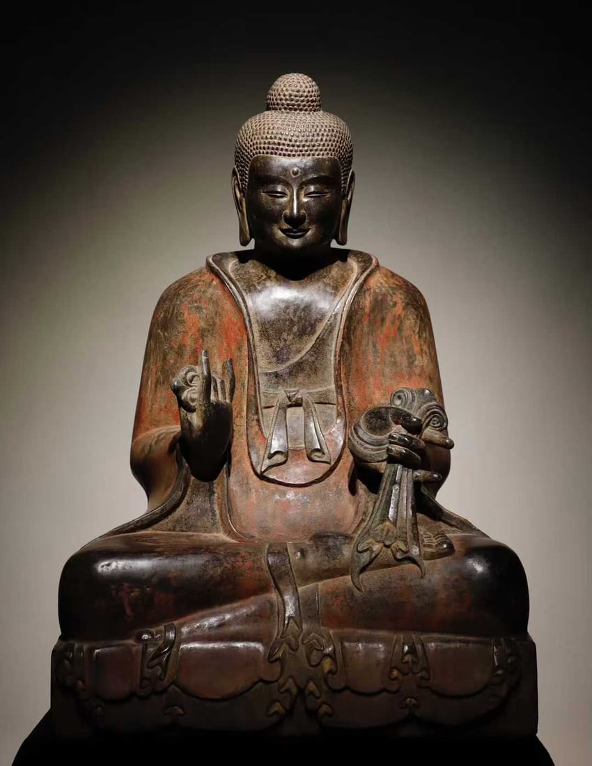 A piece of Northern Wei bluestone painted Buddha (1 of 9)