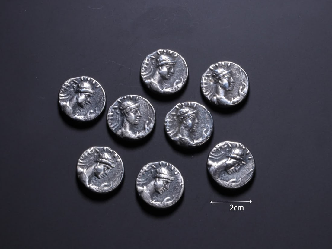 A set of silver coins from the Sassanid period (1 of 7)