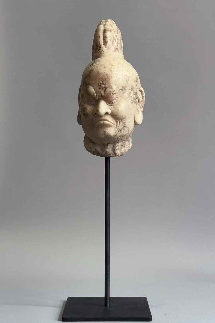 A white jade wrestler head: The head of the white jade strongman SIZE: Net H: 15cm Total H: 35cm (The Dimensions Of All Batches Are Manually Measured.If You Need More Detailed Information, Please Contact Our Customer Service Bef