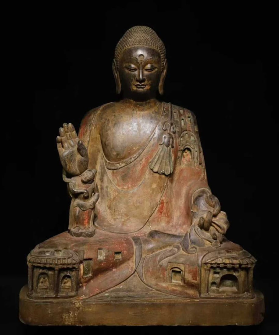 A Northern Qi bluestone painted grotto Buddha (1 of 9)