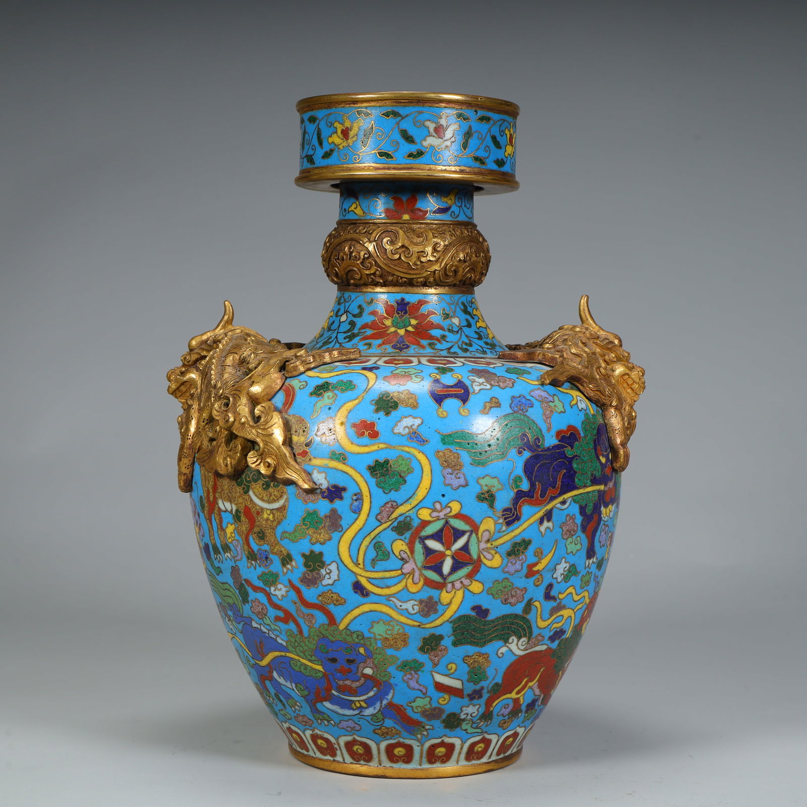 A Qing Dynasty cloisonné "auspicious beast pattern" amphora (1 of 13)