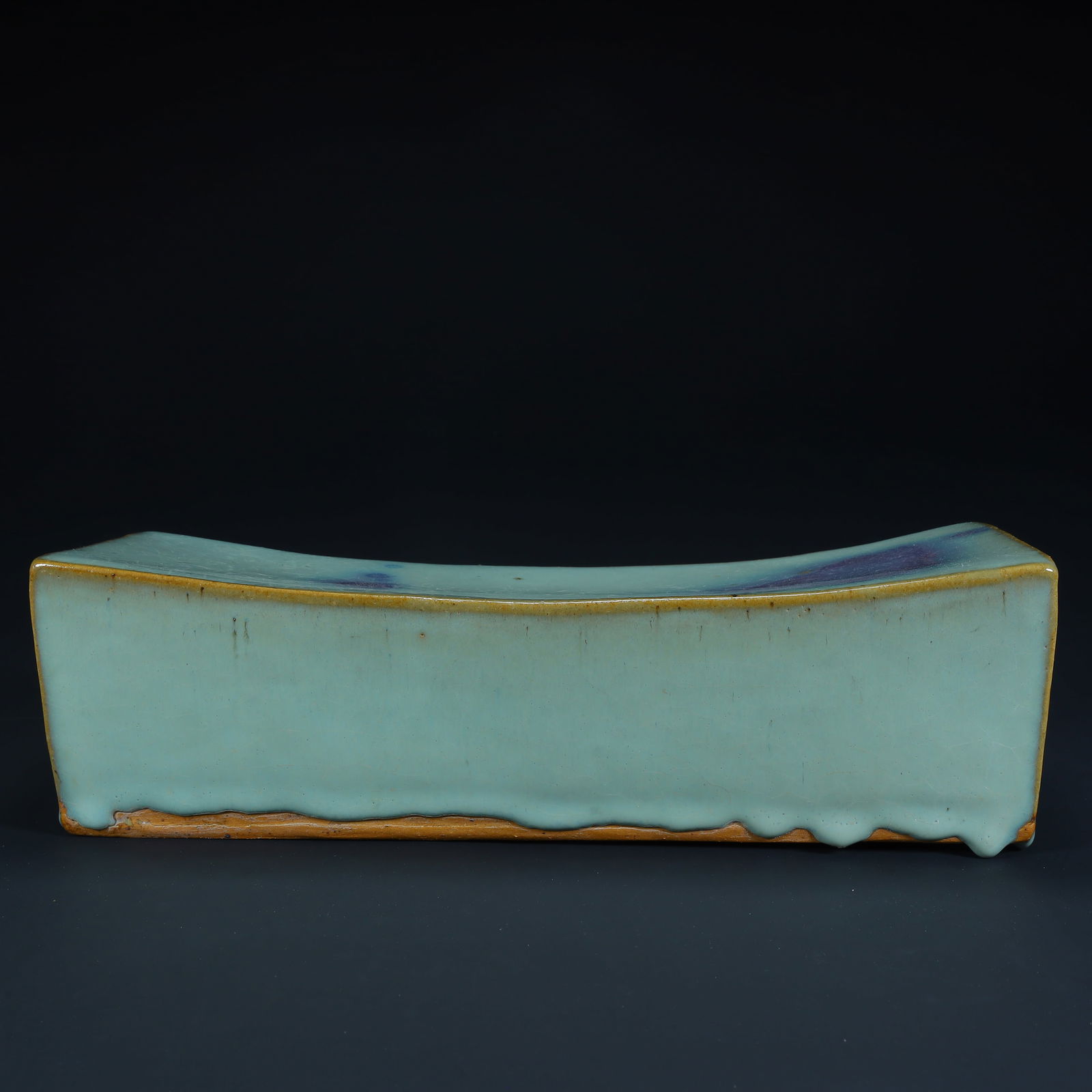 A Qing Dynasty imitation Jun kiln azure glaze (with purple spots) porcelain pillow, (1 of 10)
