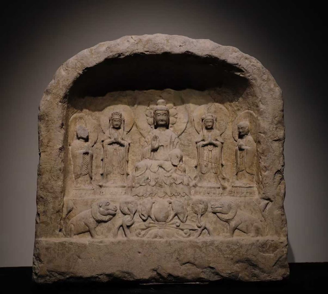 A bluestone Buddha stele of the Northern Wei Dynasty (1 of 6)