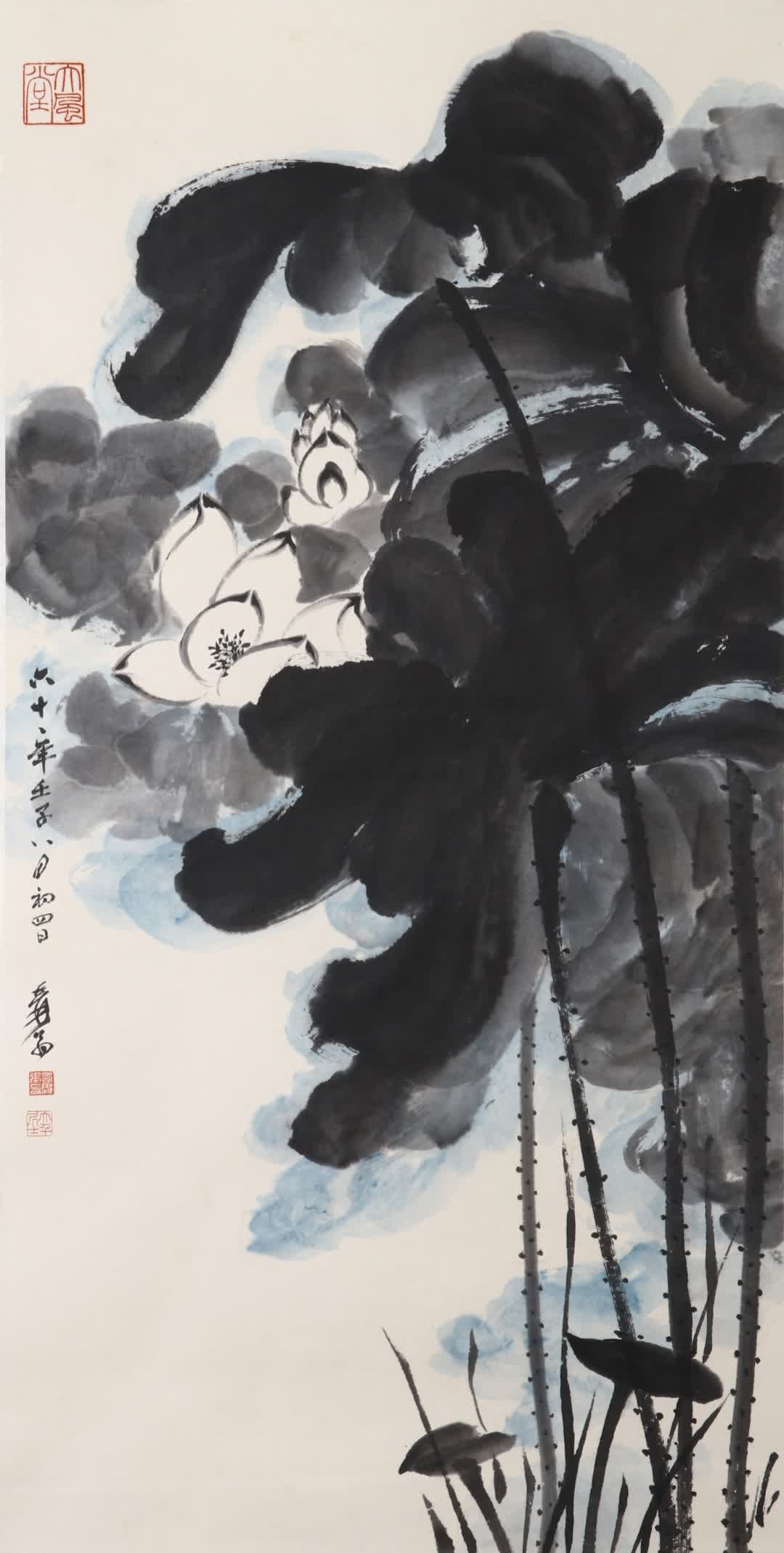 A picture of Zhang Daqian's ink lotus flowers in his later years (1 of 6)