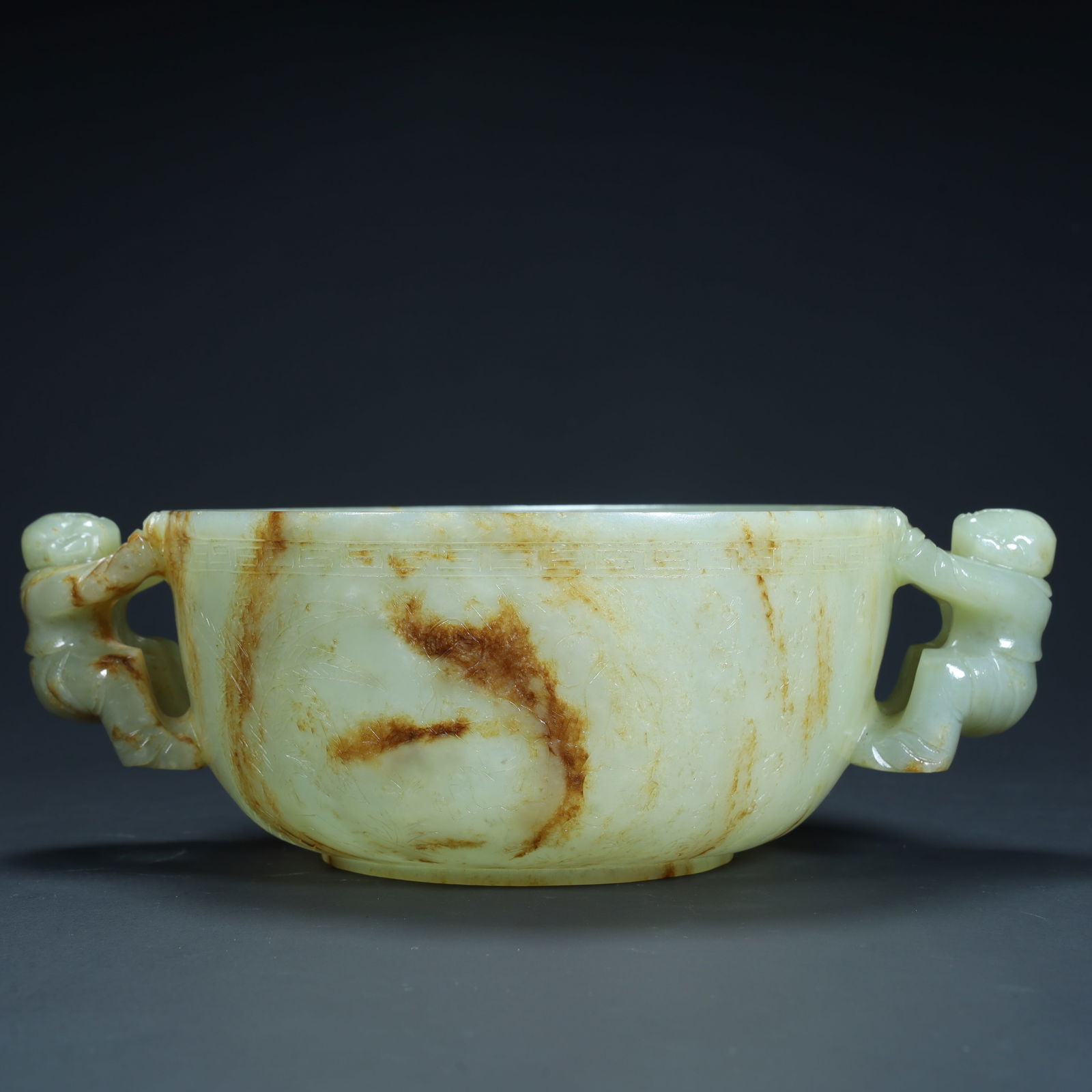 A Qing Dynasty Hetian jade double boy ear cup (1 of 20)
