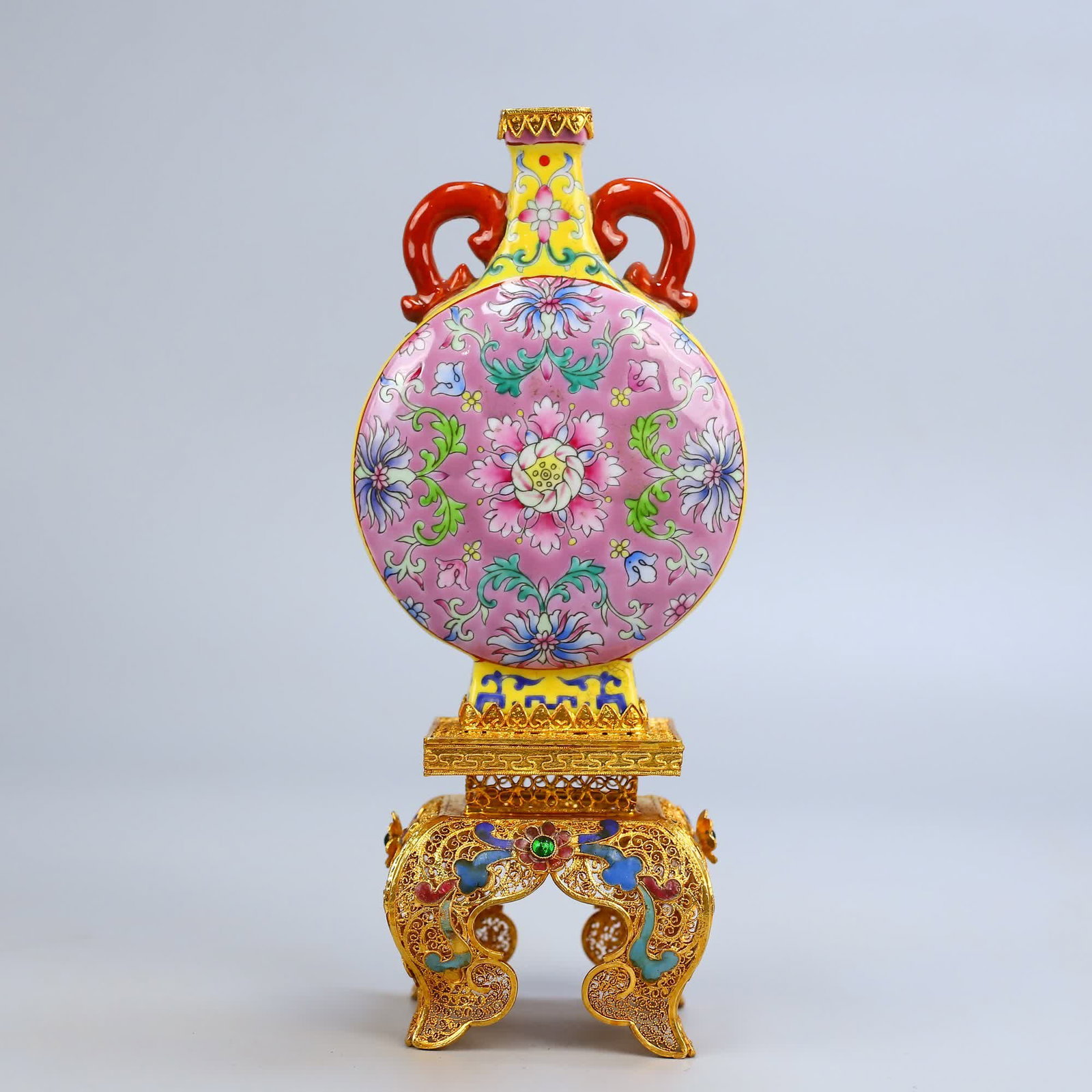 A Qing Dynasty cloisonné inlaid enamel porcelain vase (1 of 10)
