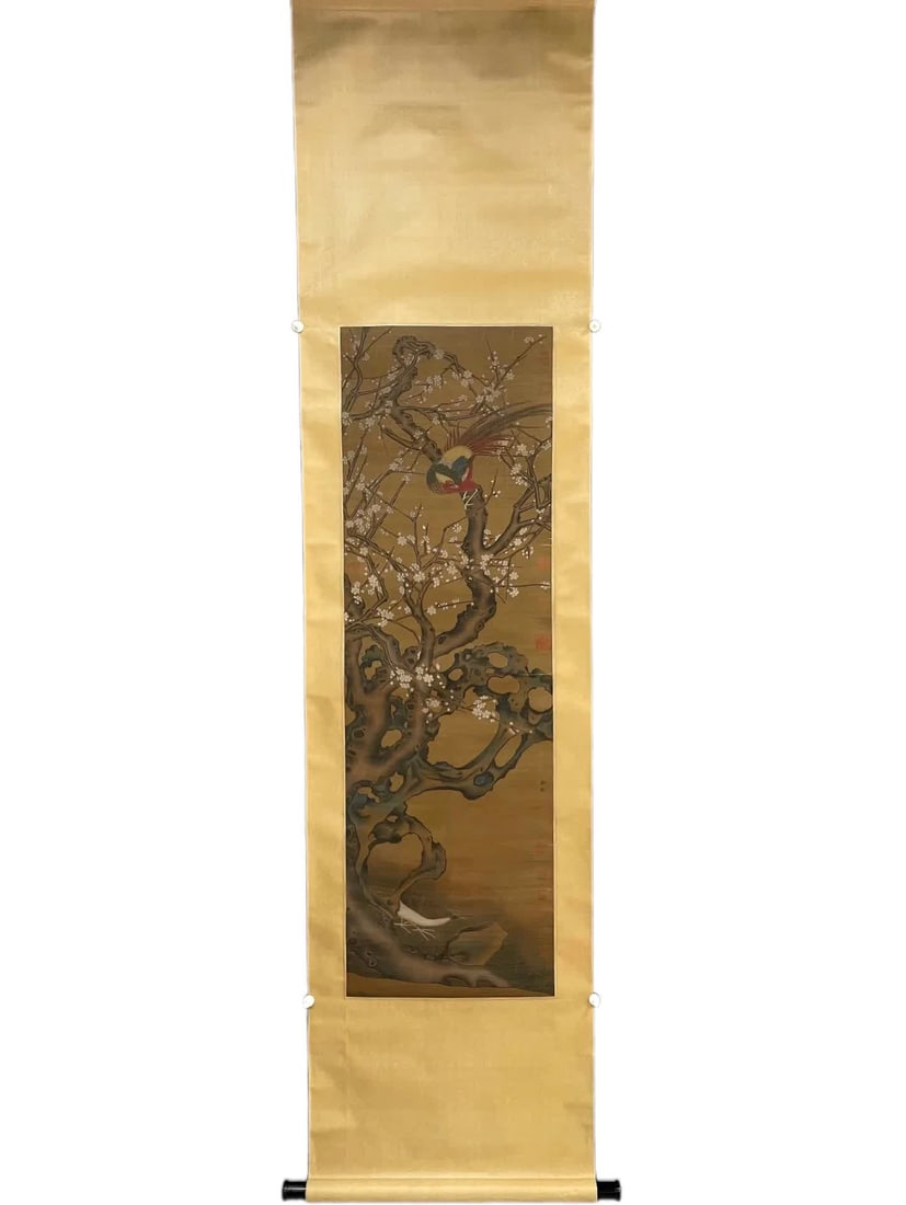 A painting and calligraphy by Xu Xi: Xu Xi's calligraphy and painting SIZE: Core: 126x38cm (The Dimensions Of All Batches Are Manually Measured.If You Need More Detailed Information, Please Contact Our Customer Service Before Bidding.)