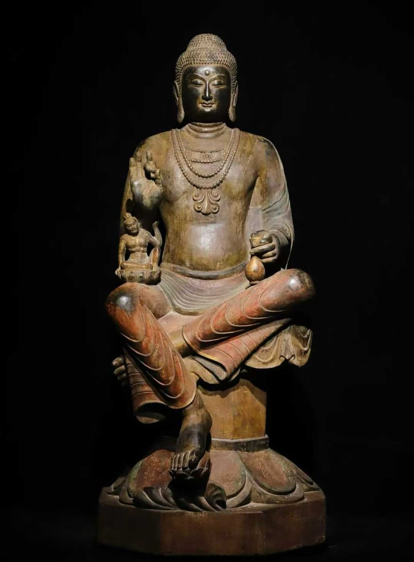 A Tang Dynasty bluestone painted Buddha (1 of 9)