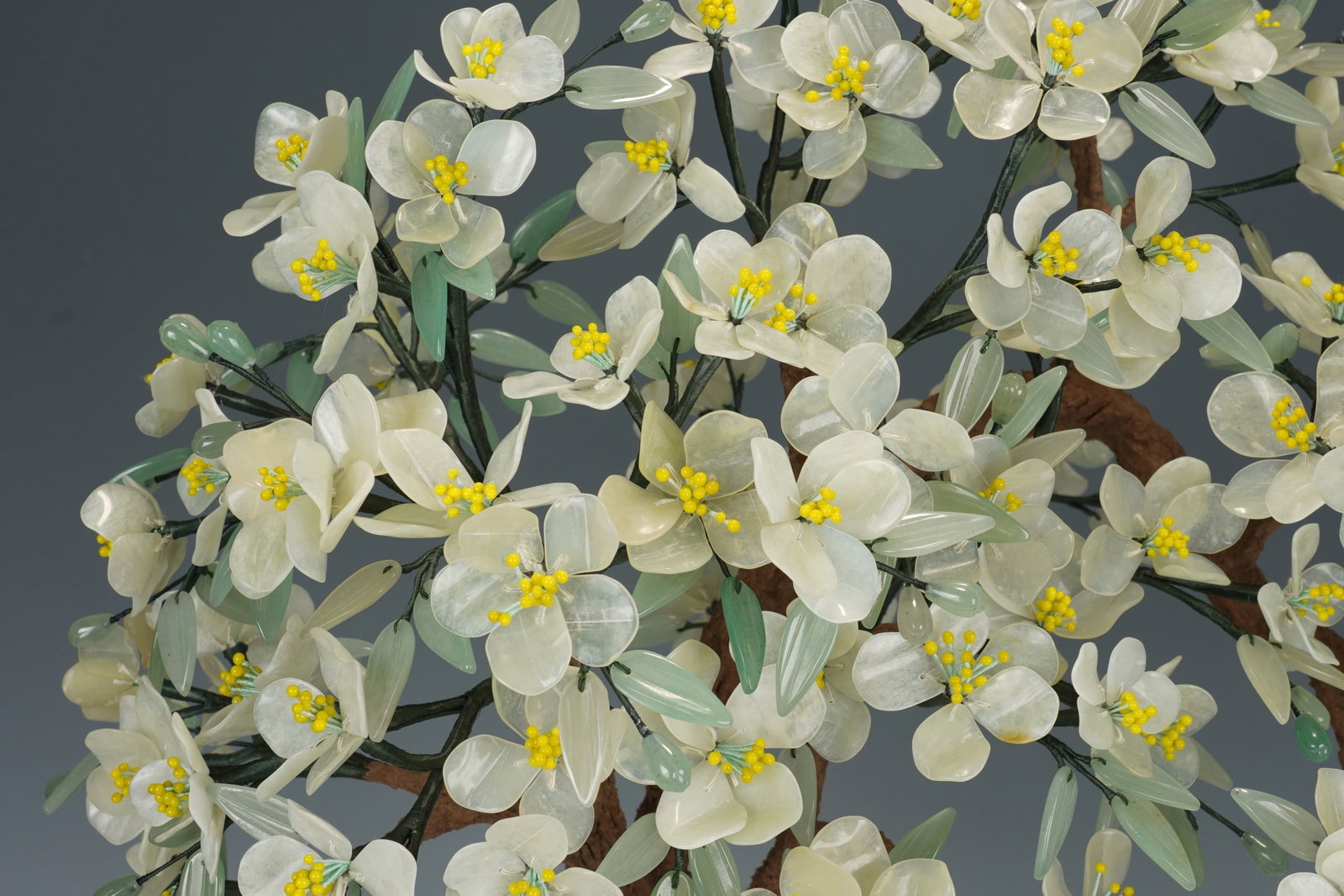 An Exquisite Cloisonne Inlaid White Jade Bonsai - 2