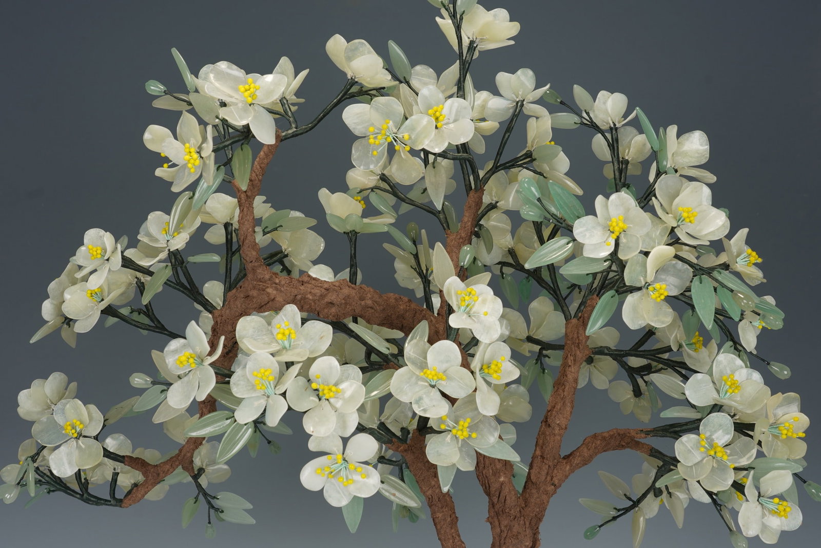 An Exquisite Cloisonne Inlaid White Jade Bonsai - 7