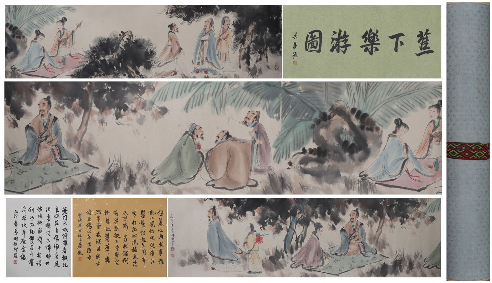 A Chinese Hand Scroll Ink Painting of Character and Story on Paper (1 of 9)