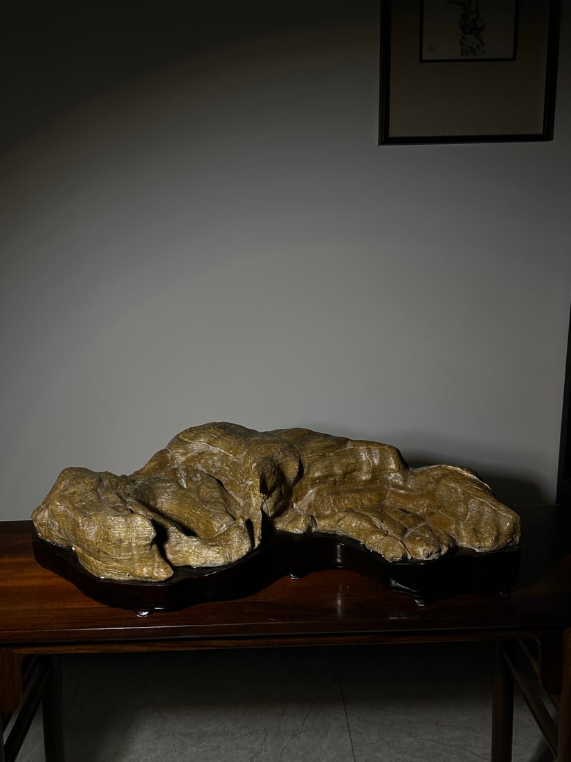 An Exquisite Lingbi Stone Rockery Ornament: An Exquisite Lingbi Stone Rockery Ornament Qing Dynasty, China Size:82cmx22cmx40cm (The Dimensions Of All Batches Are Manually Measured.If You Need More Detailed Information, Please Contact Our Custom