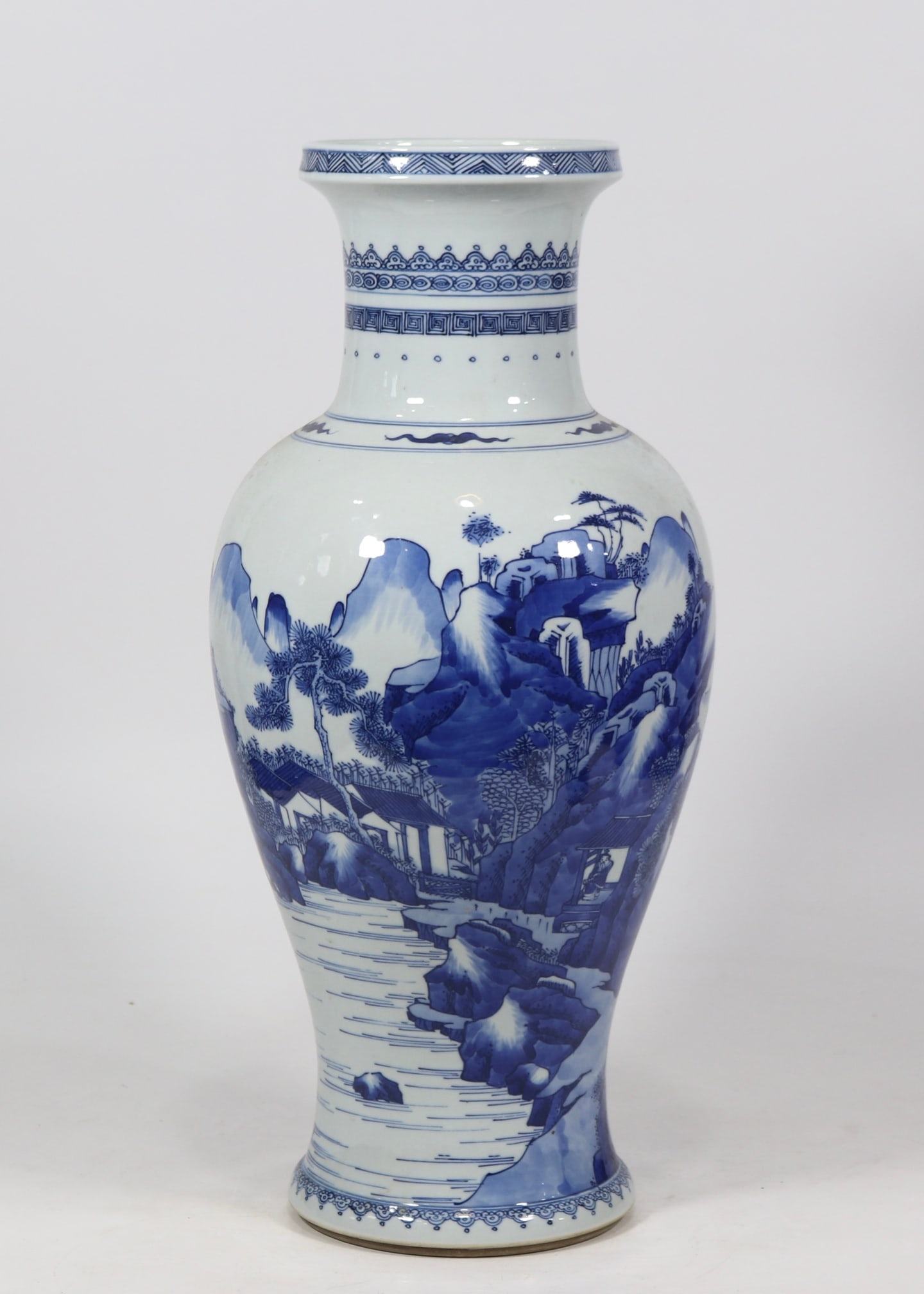 An Exquisite Blue and White Landscape Pattern Vase (1 of 9)