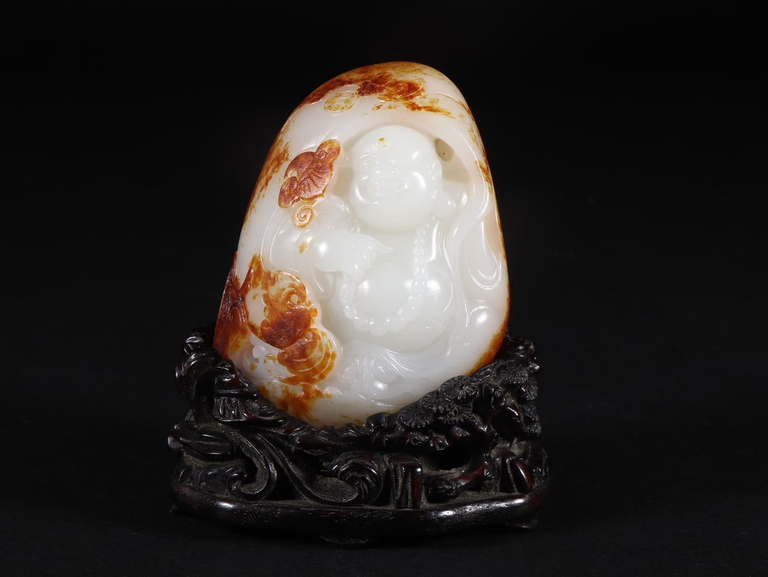 An Exquisite White Jade Statue of Maitreya Buddha Ornament (1 of 9)