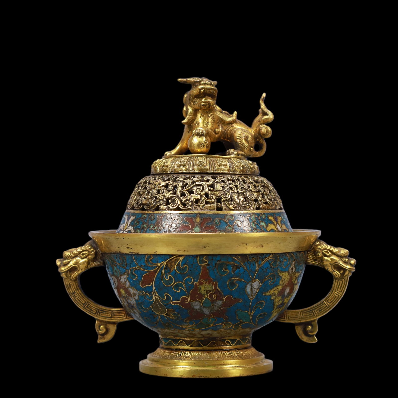 A Exquisite Cloisonne Lotus Pattern Double-Ears Censer (1 of 8)