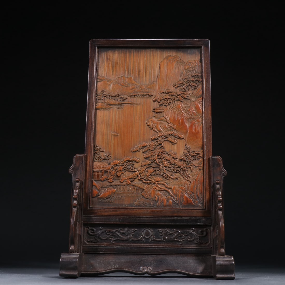 An Exquisite Bamboo Landscape Pattern with poem Screen (1 of 9)