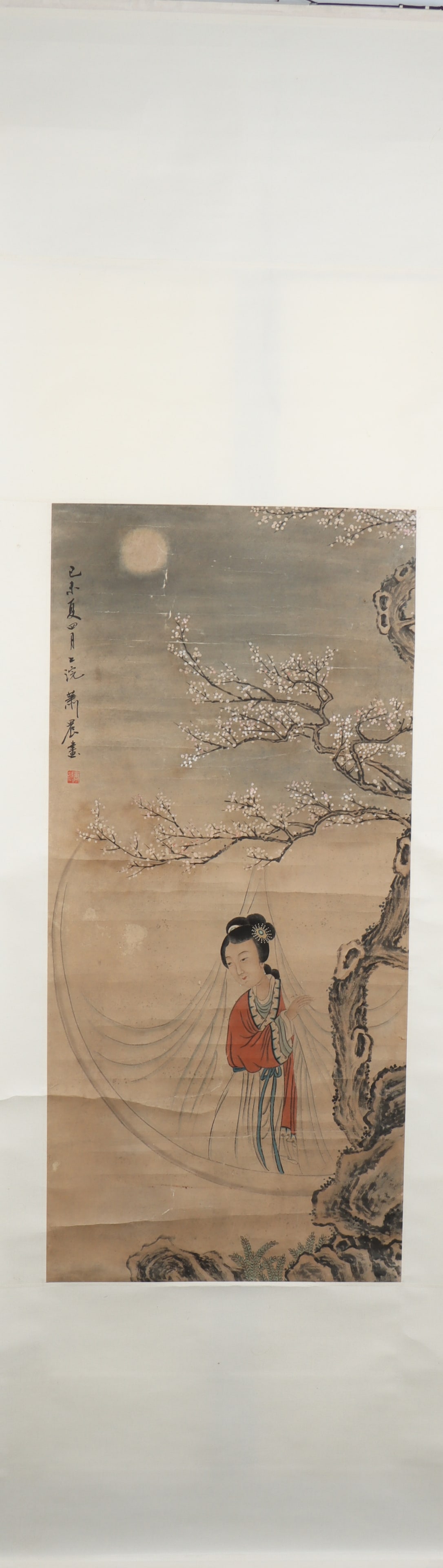 A Chinese Vertical Scroll Ink Painting of Figure on Paper (1 of 3)