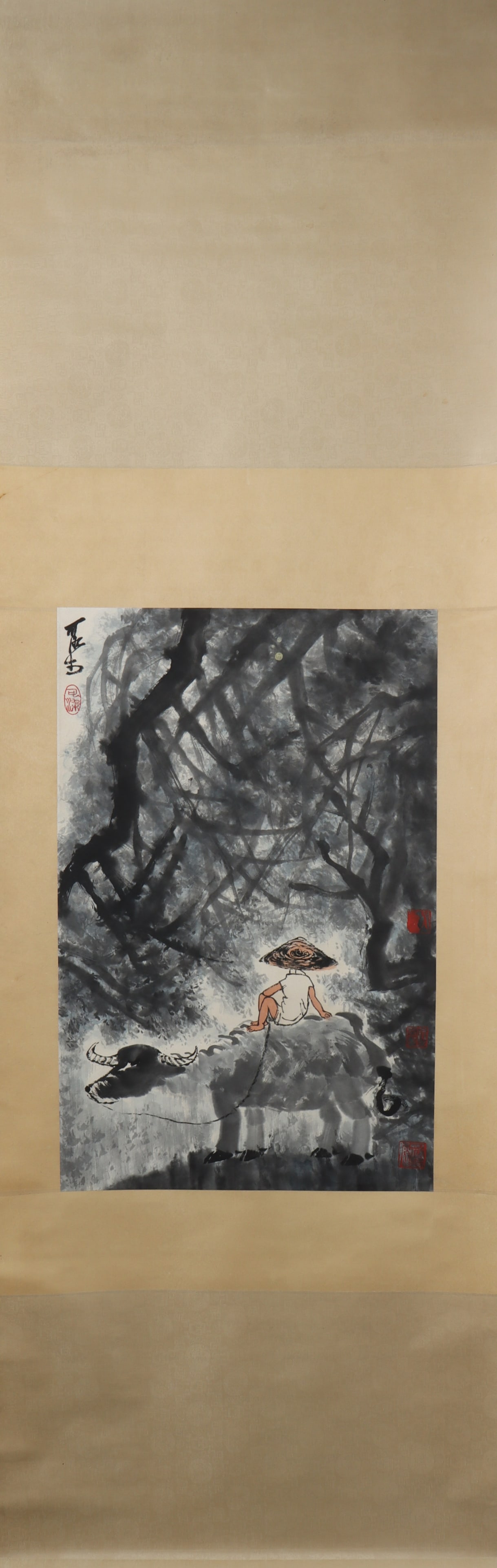 A Chinese Vertical Scroll Ink Painting of Character and Story on Paper (1 of 4)
