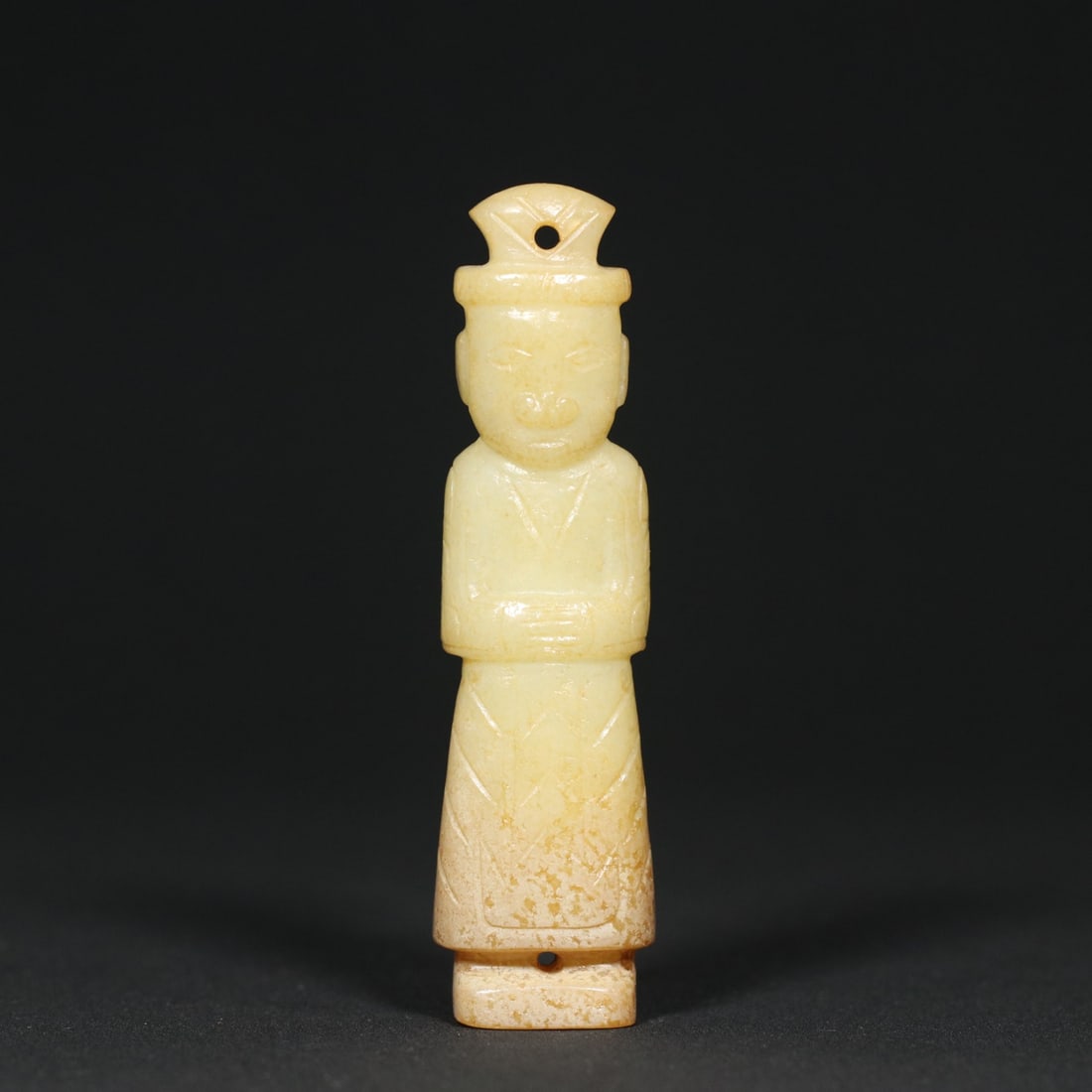 An Exquisite White Jade Figure Pendant: An Exquisite White Jade Figure Pendant Han Dynasty, China Size:8.1cmx2.1cmx1.3cm Weight:37.3g (The Dimensions Of All Batches Are Manually Measured.If You Need More Detailed Information, Please Contact