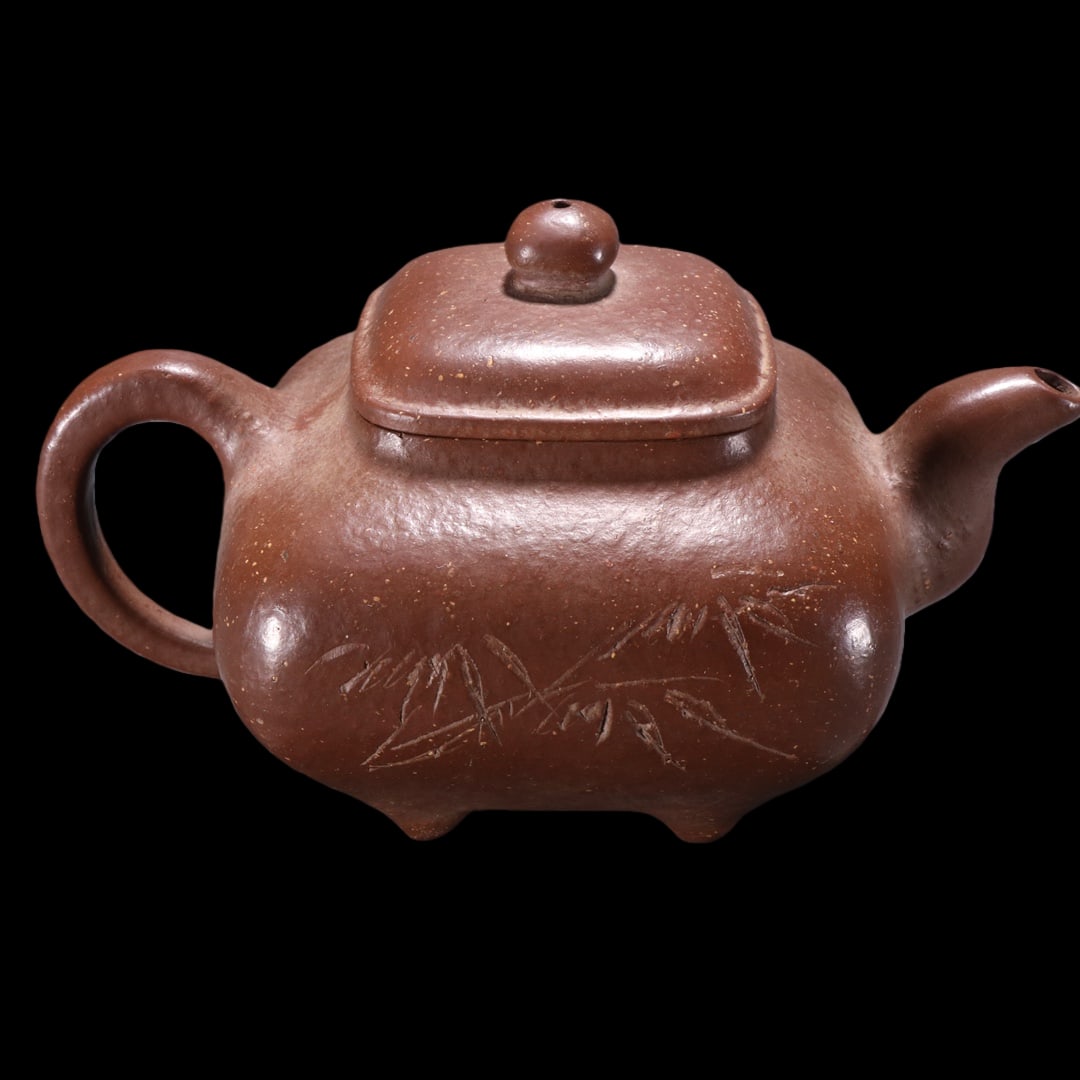 An Exquisite Purple Sands Bamboo Pattern with poem Teapot (1 of 9)