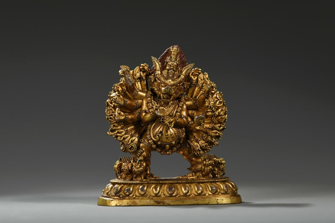 An Exquisite Gilt Bronze Statue of Yamantaka (1 of 9)