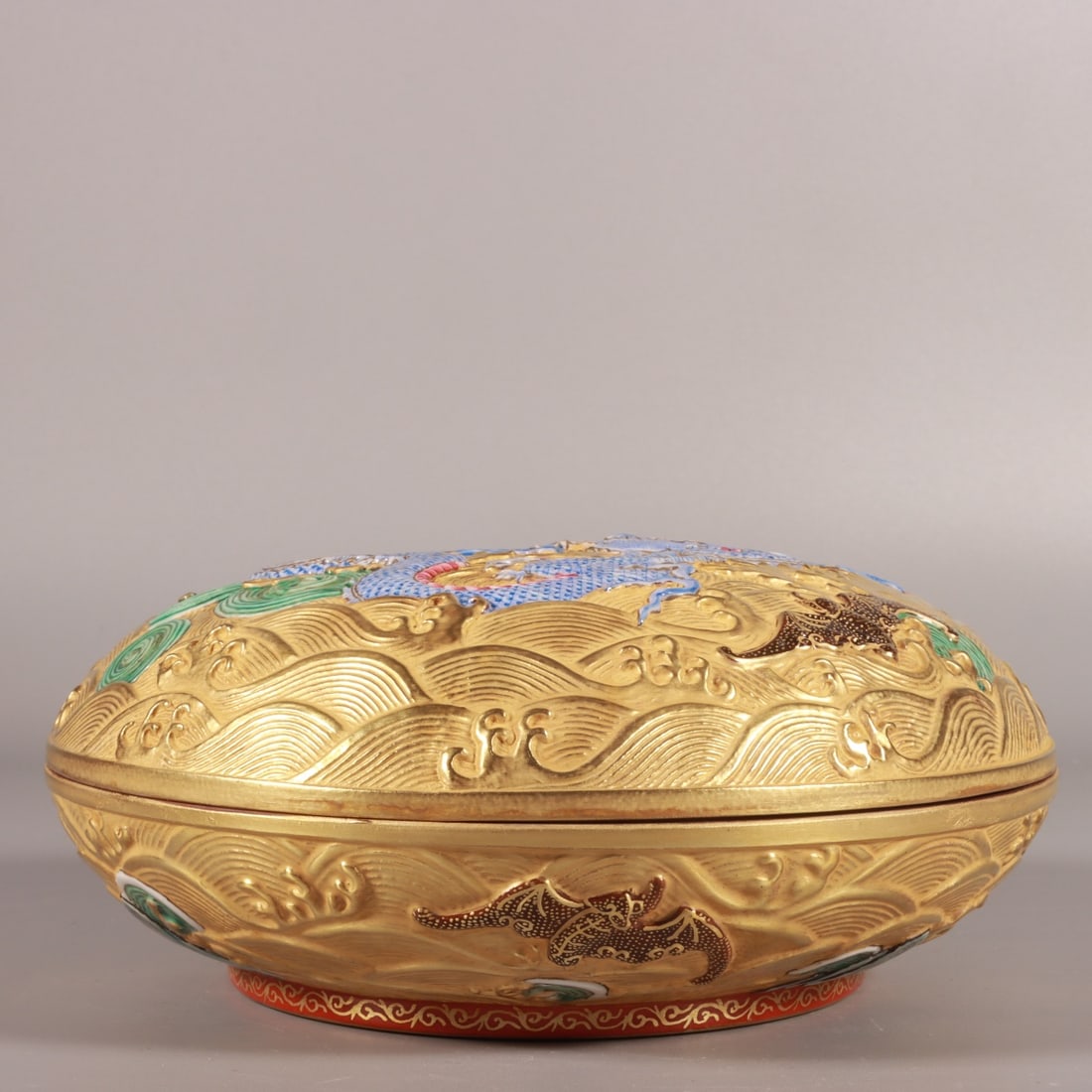 An Exquisite Enamel Seawater Pattern Dragon Pattern Box - 3