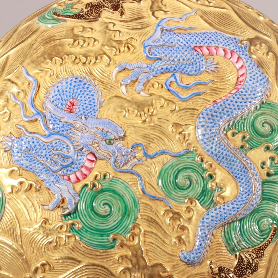 An Exquisite Enamel Seawater Pattern Dragon Pattern Box - 6