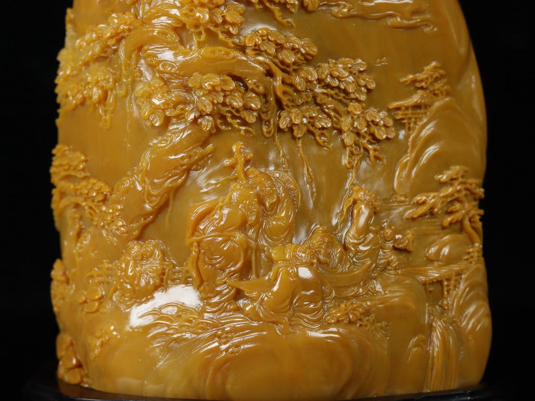 An Exquisite Shoushan Stone Landscape and Figure Pattern Ornament - 2