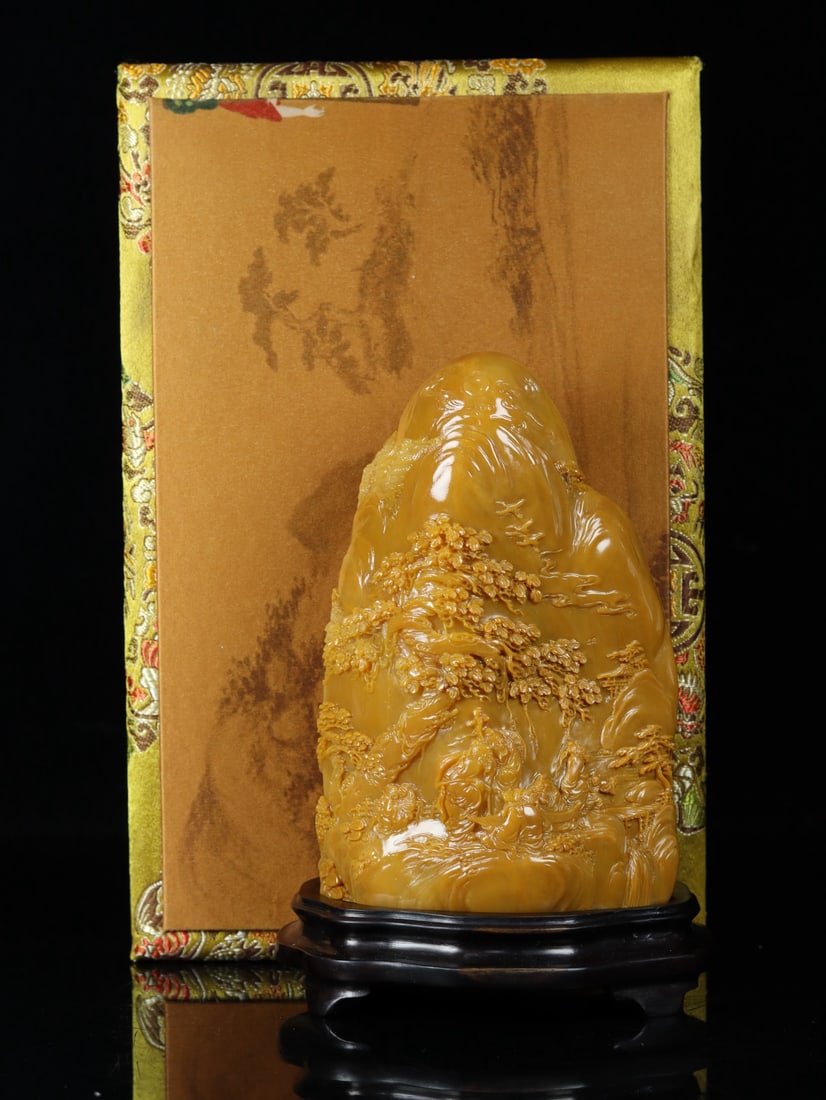 An Exquisite Shoushan Stone Landscape and Figure Pattern Ornament - 9