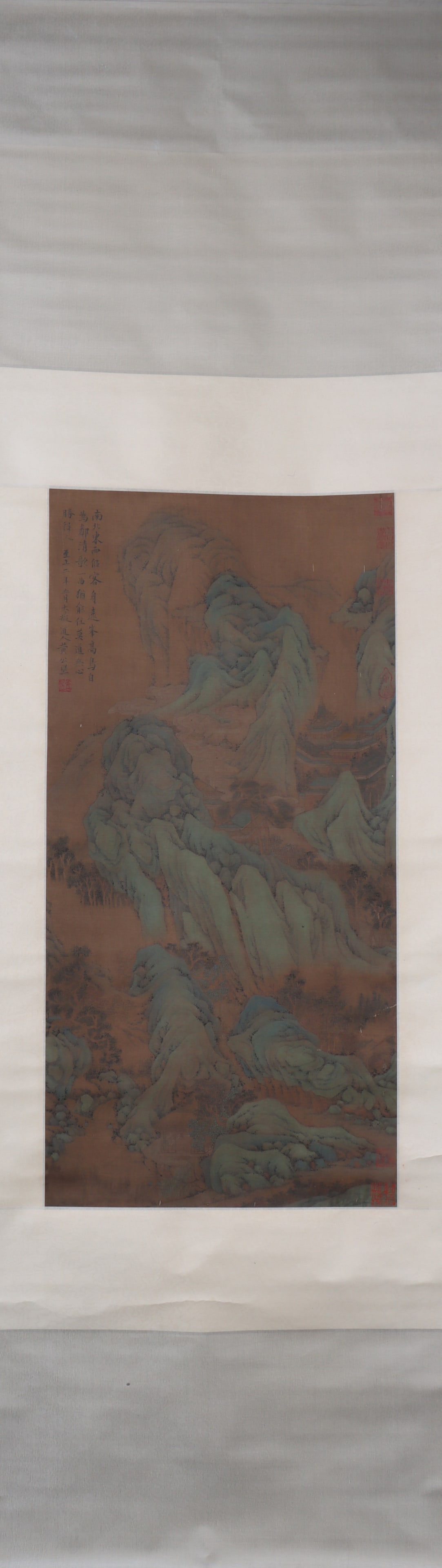 A Chinese Vertical Scroll Ink Painting of Landscape on Silk: A Chinese Vertical Scroll Ink Painting of Landscape on Silk Huang gongwang Size:85cmx42cm (The Dimensions Of All Batches Are Manually Measured.If You Need More Detailed Information, Please Contact Our