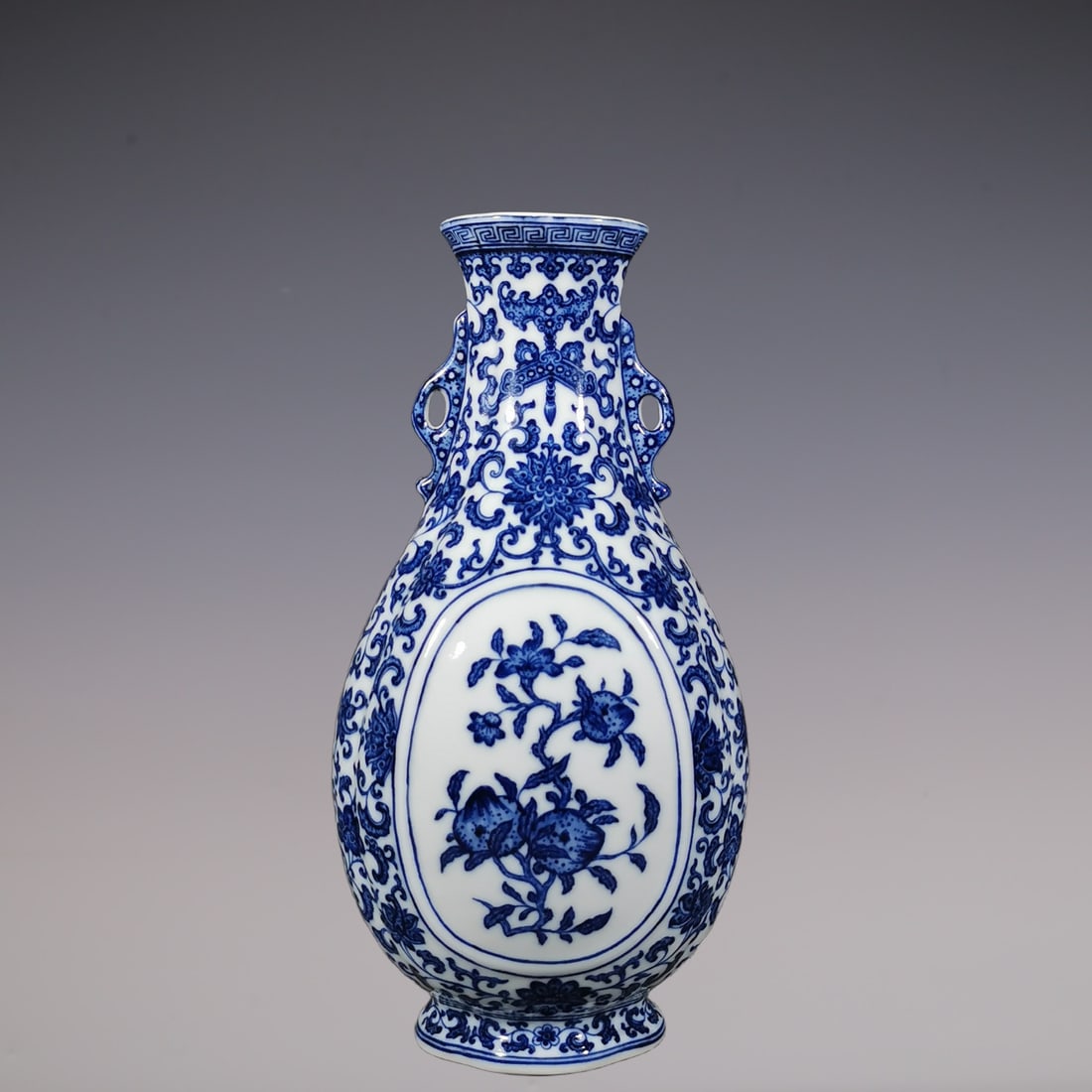An Exquisite Blue and White Lotus Pattern Bats and Peach Pattern Double-Ears Vase (1 of 9)