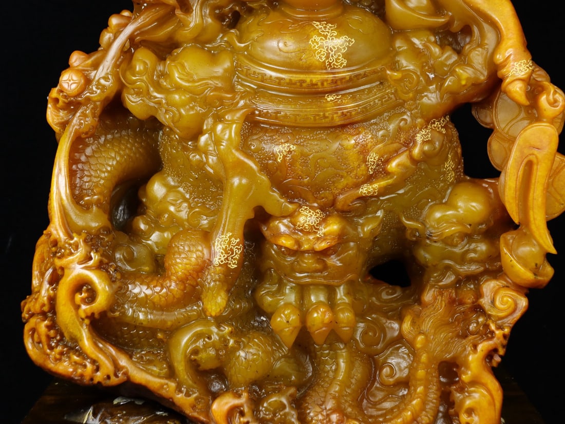 An Exquisite Tianhuang Stone Dragon Pattern Ornament - 4
