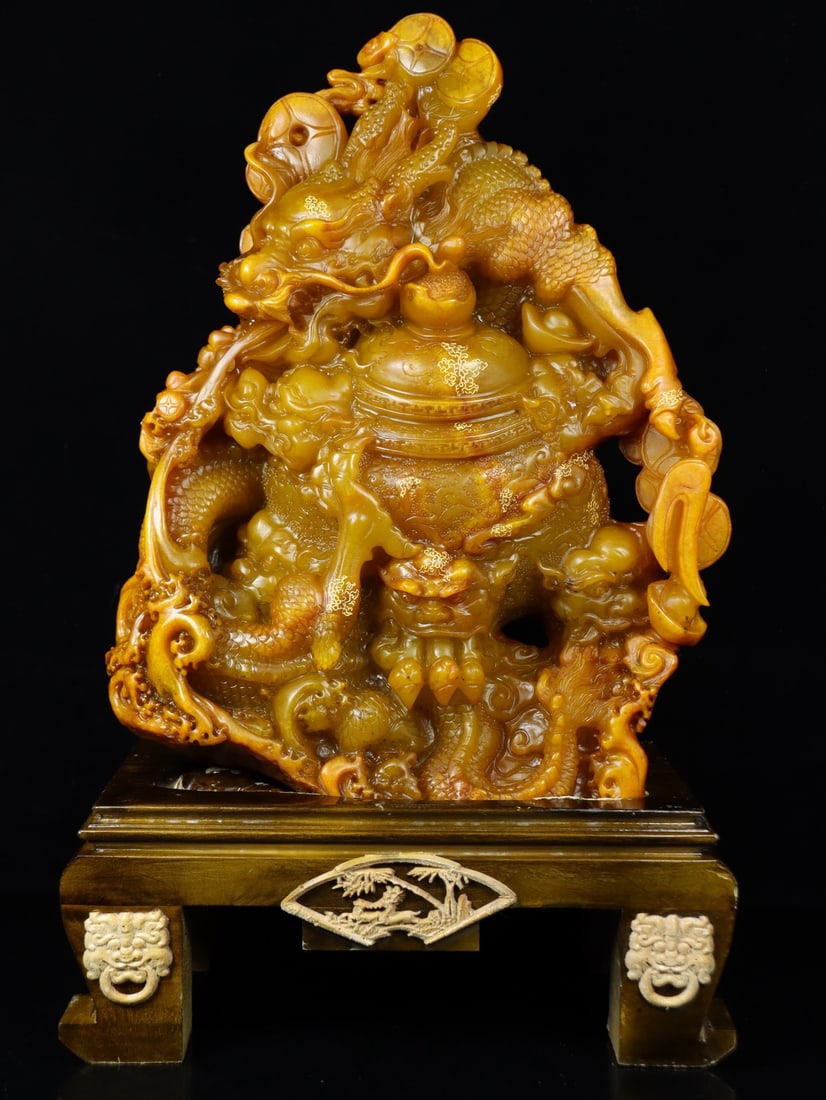 An Exquisite Tianhuang Stone Dragon Pattern Ornament - 9