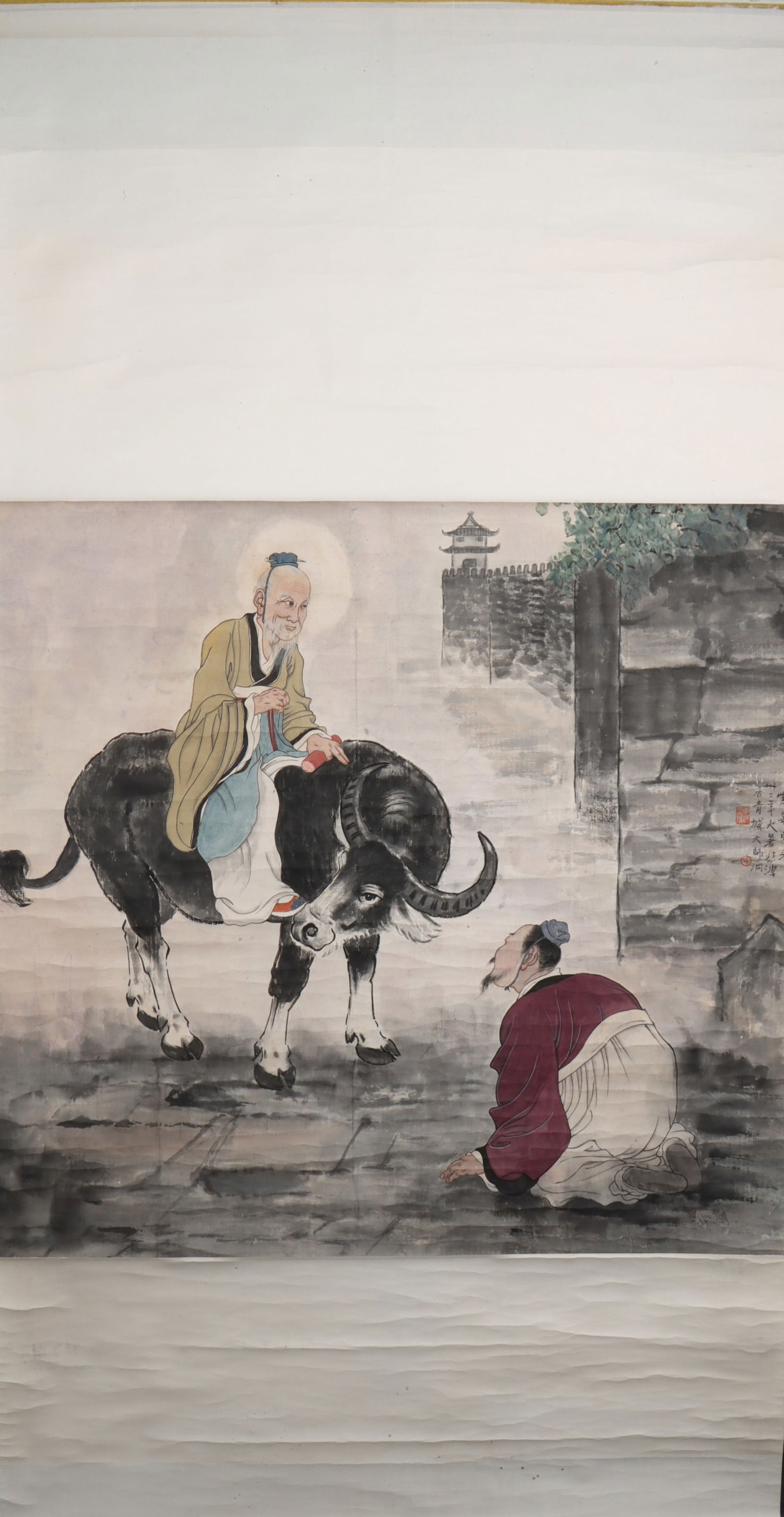 A Chinese Vertical Scroll Ink Painting of Character and Story on Paper: A Chinese Vertical Scroll Ink Painting of Character and Story on Paper Xu beihong Size:94cmx100cm (The Dimensions Of All Batches Are Manually Measured.If You Need More Detailed Information, Please