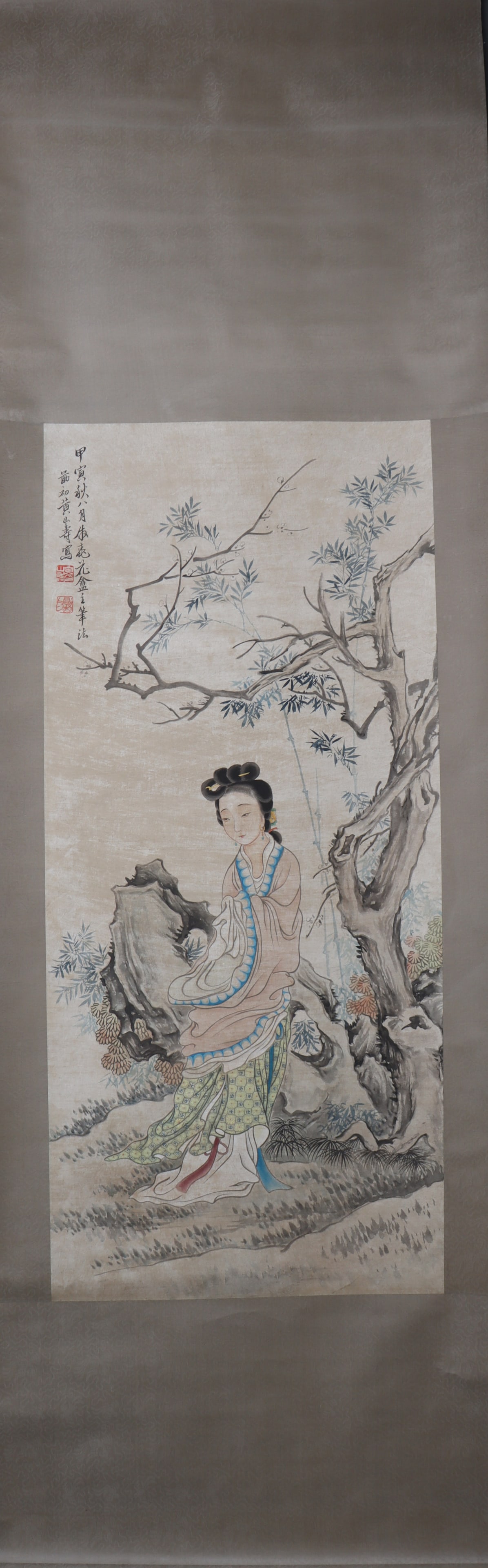 A Chinese Vertical Scroll Ink Painting of Character and Story on Paper (1 of 4)