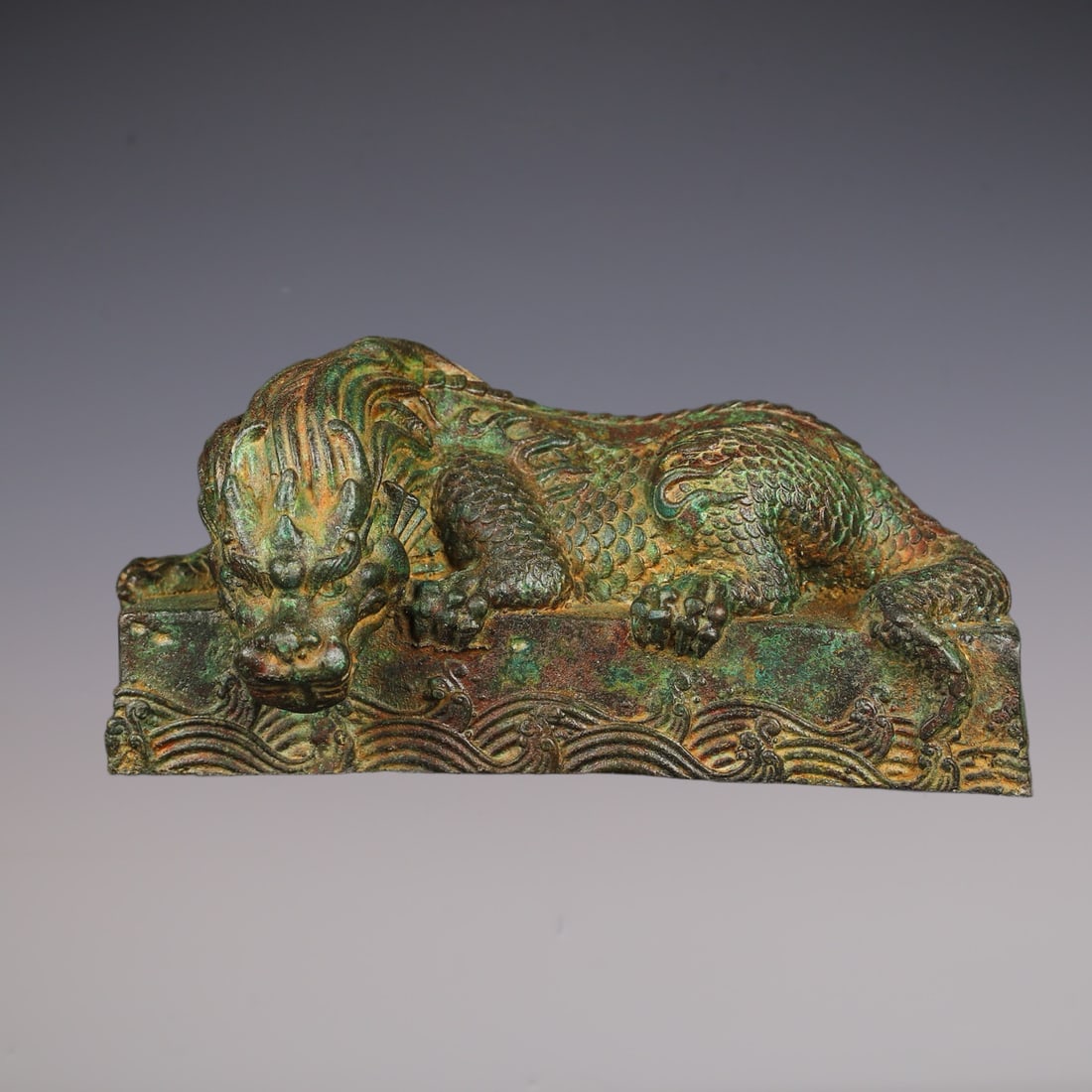 An Exquisite Bronze With Inscription Kylin Paper Weight (1 of 9)