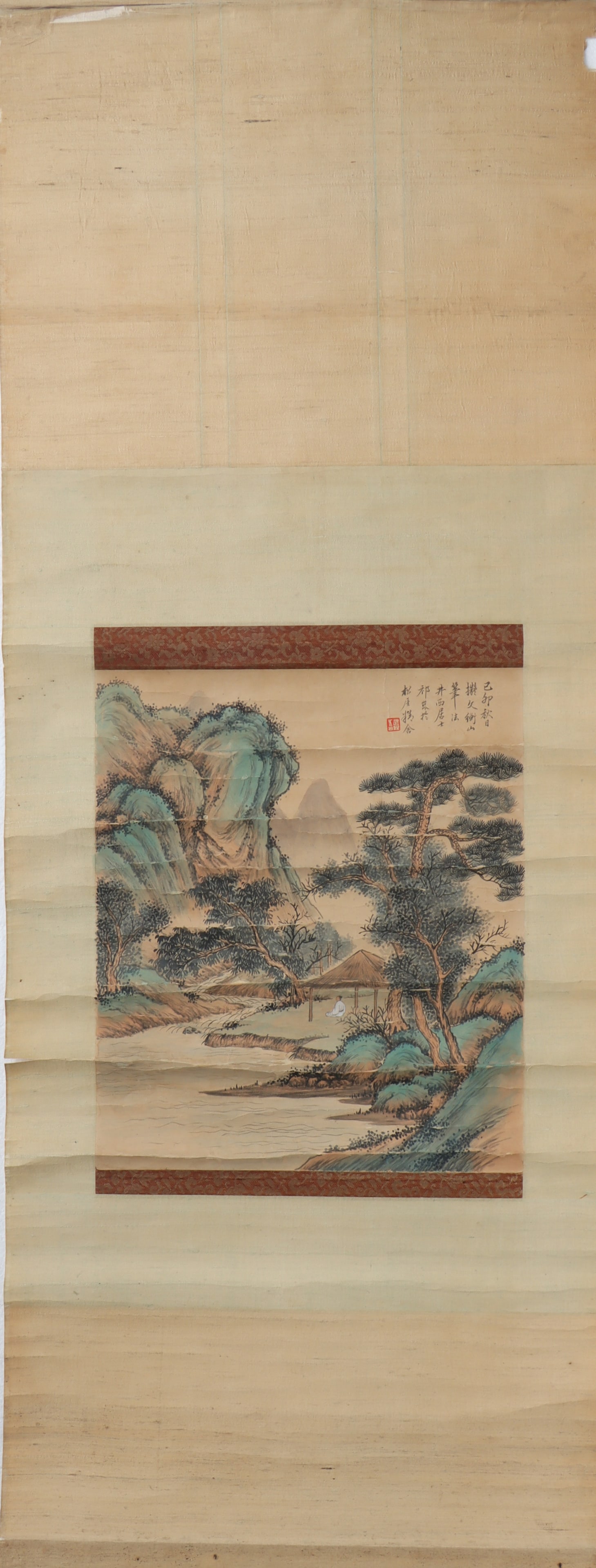 A Chinese Vertical Scroll Ink Painting of Landscape on Paper (1 of 4)