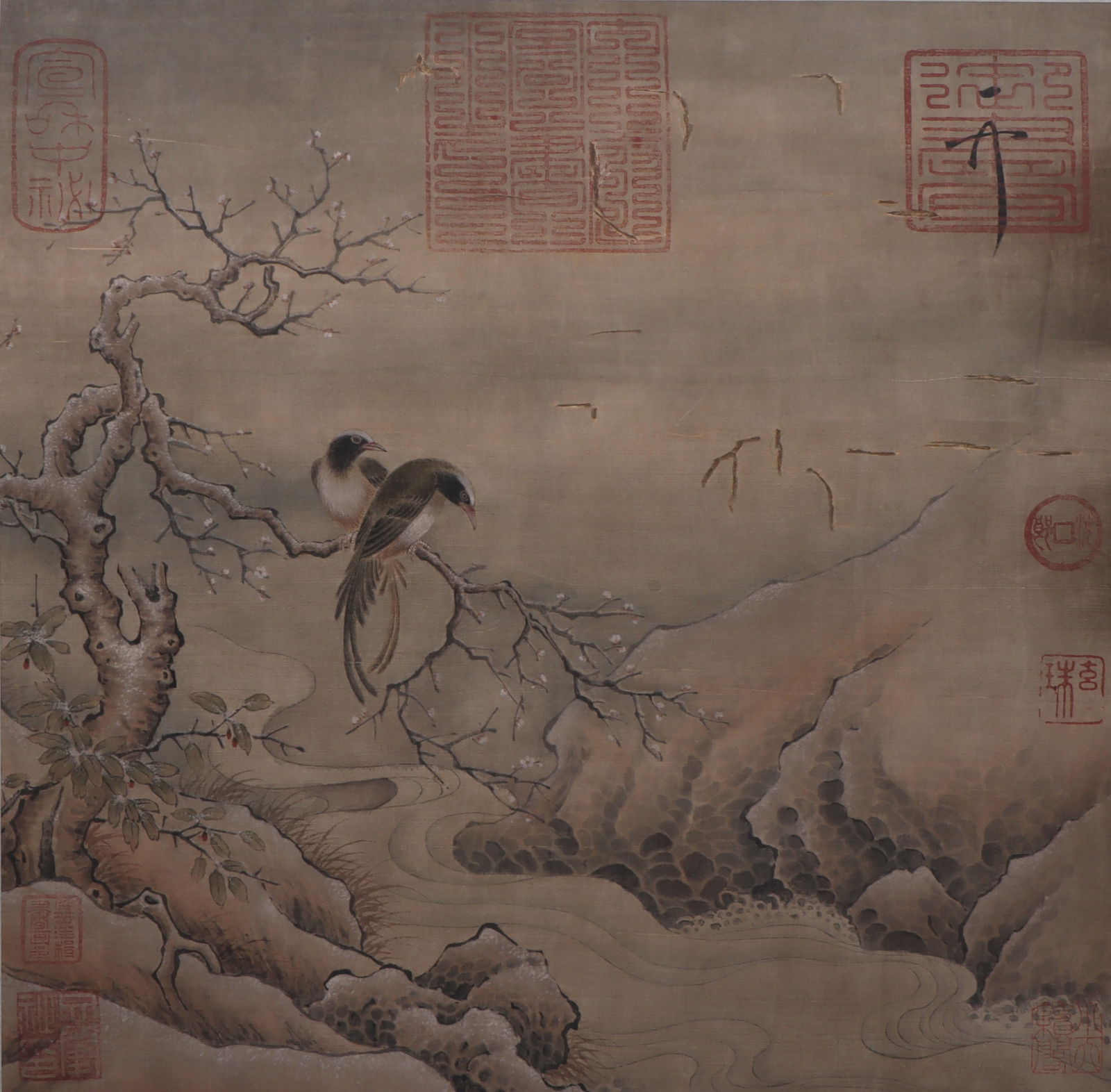 An Fabulous Chinese Ink Flower and Bird By Silk (1 of 6)