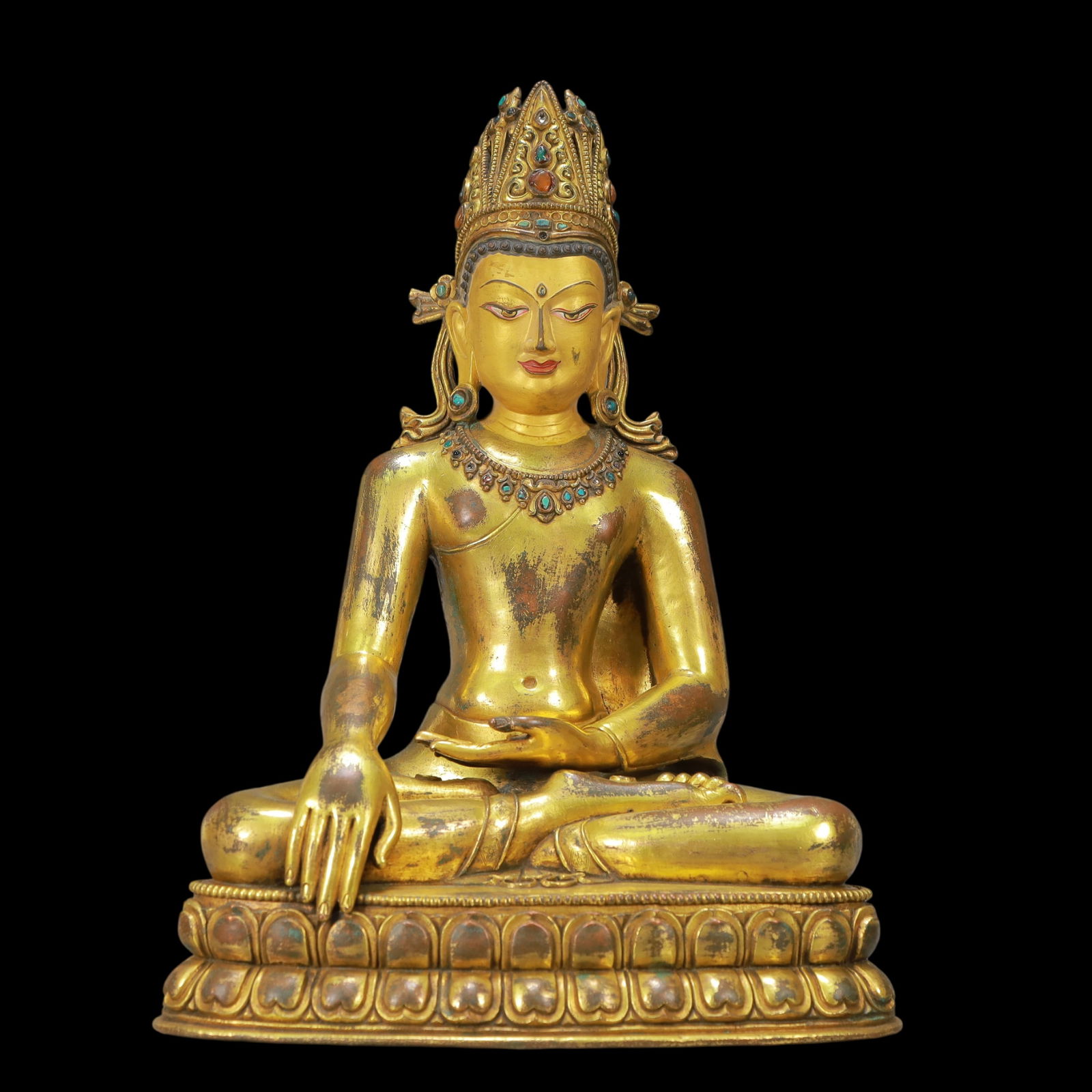 A Exquisite Gilt Bronze Inlaid Gems Buddha statue (1 of 10)