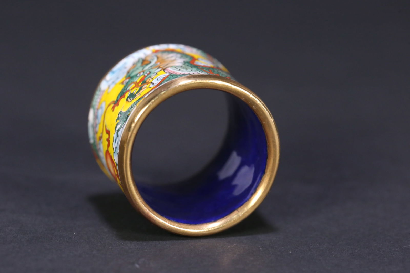 An Exquisite Cloisonne Dragon Pattern Ring - 4