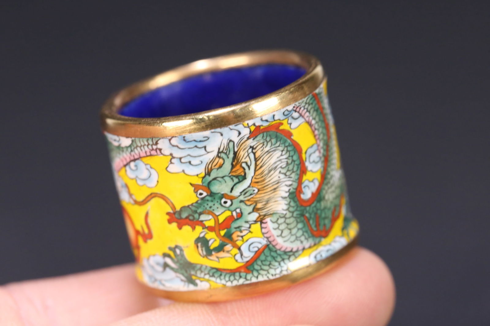 An Exquisite Cloisonne Dragon Pattern Ring - 5