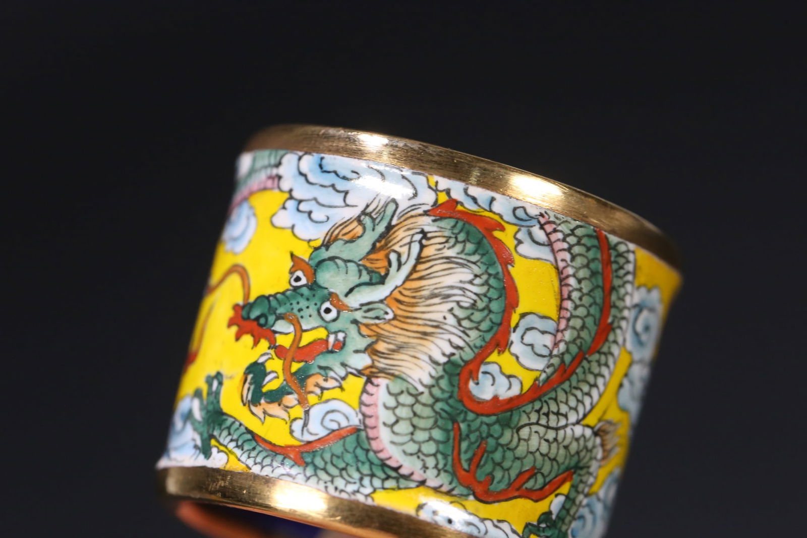 An Exquisite Cloisonne Dragon Pattern Ring - 6