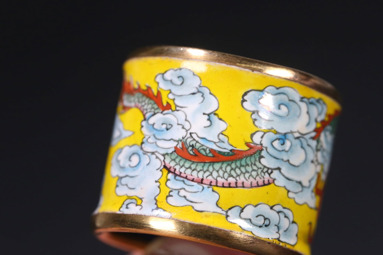 An Exquisite Cloisonne Dragon Pattern Ring - 7