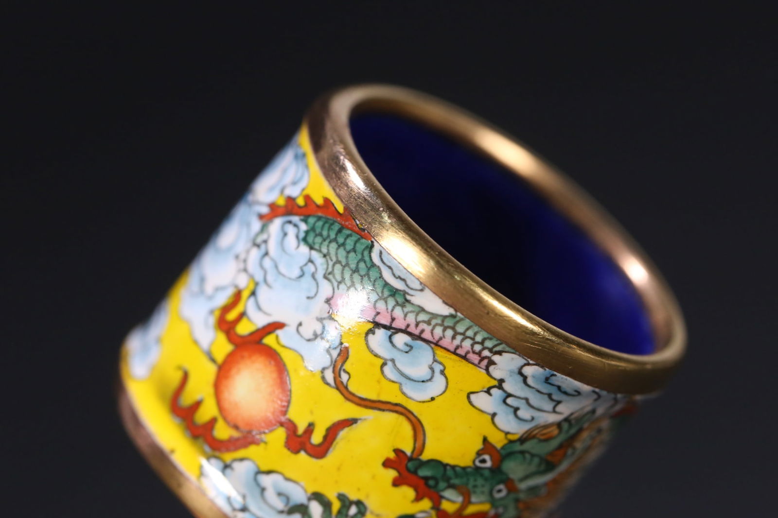 An Exquisite Cloisonne Dragon Pattern Ring - 8