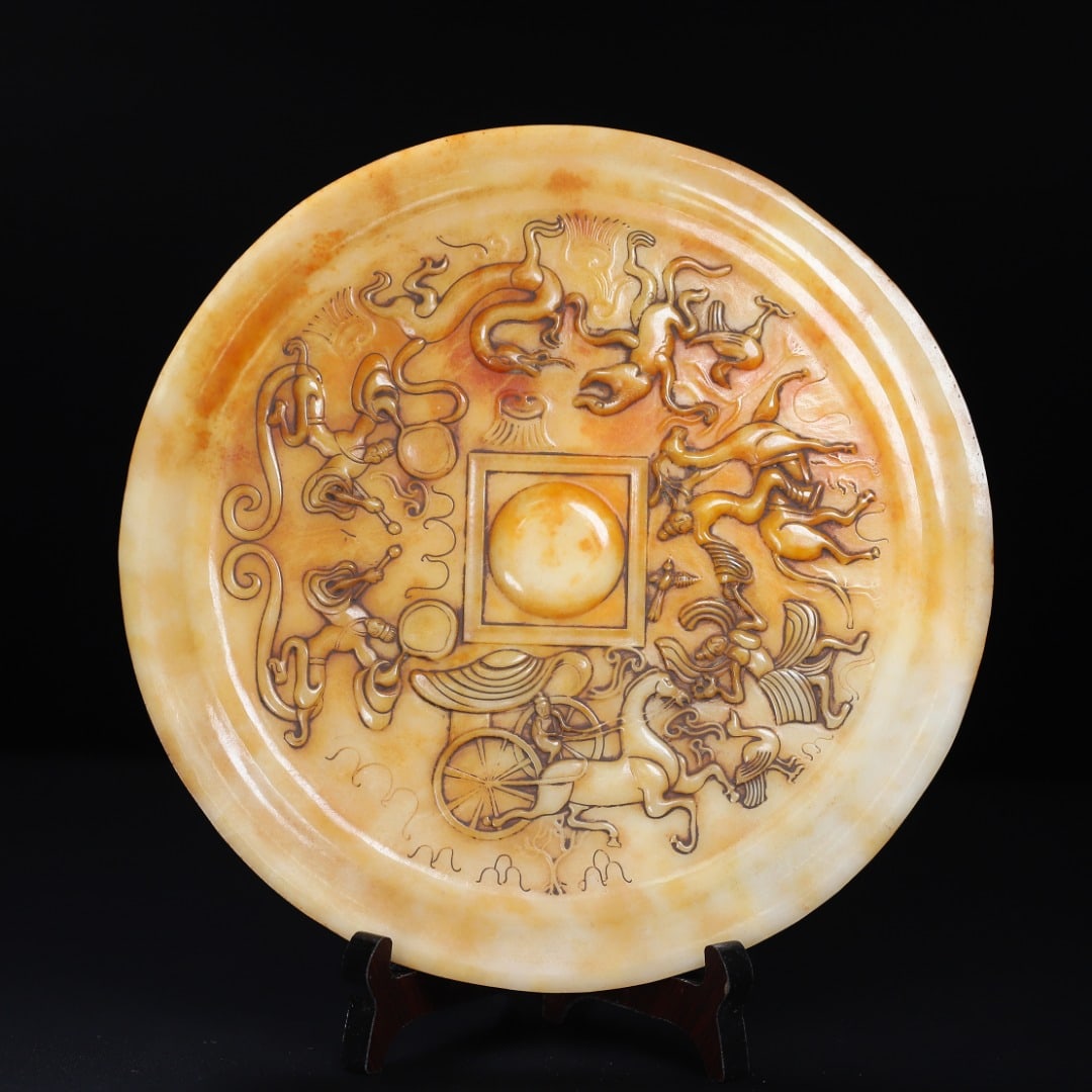 An Exquisite White Jade Character and Story Pattern With Inscription Round Mirror (1 of 10)